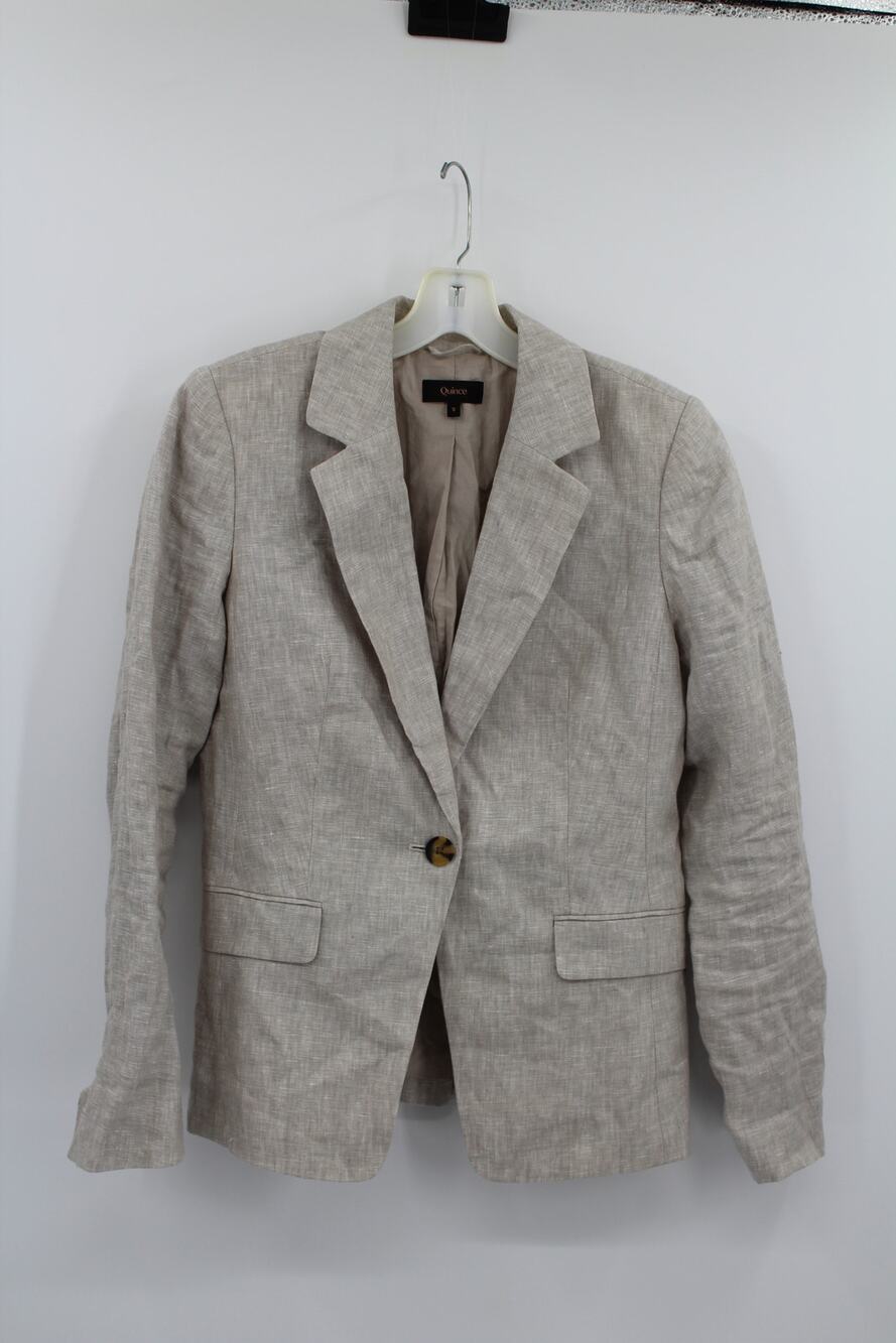Quince 100% European Linen Structured Blazer Tan Flax Minimalist Small
